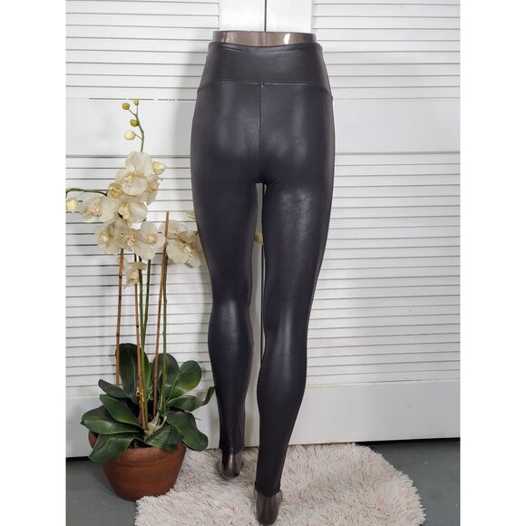 NWT Spanx Women's Black Faux Leather Stretch Shaping Slimming Leggings Sz L 2602 - Picture 6 of 10